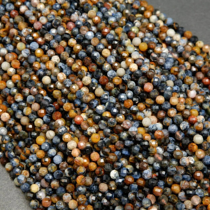 Multicolor blue pietersite beads.