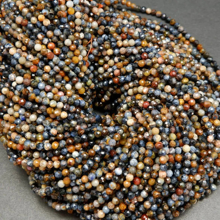 Multicolor blue pietersite beads.