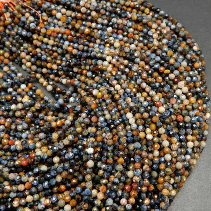 Multicolor blue pietersite beads.