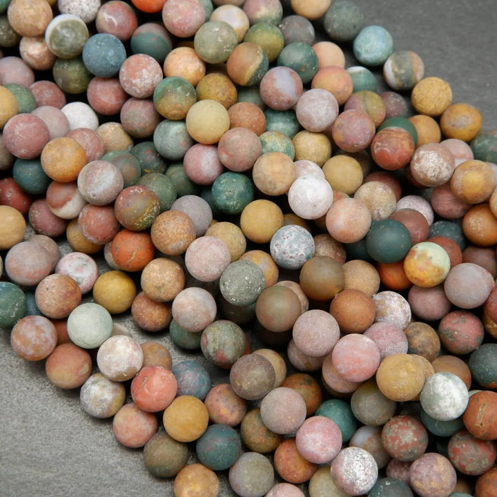 Multicolor round ocean jasper loose beads for jewelry making.
