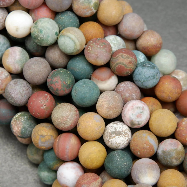 Multicolor round ocean jasper loose beads for jewelry making.