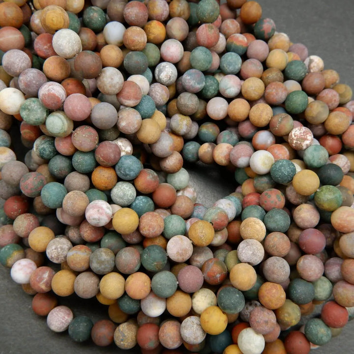 Multicolor round ocean jasper loose beads for jewelry making.