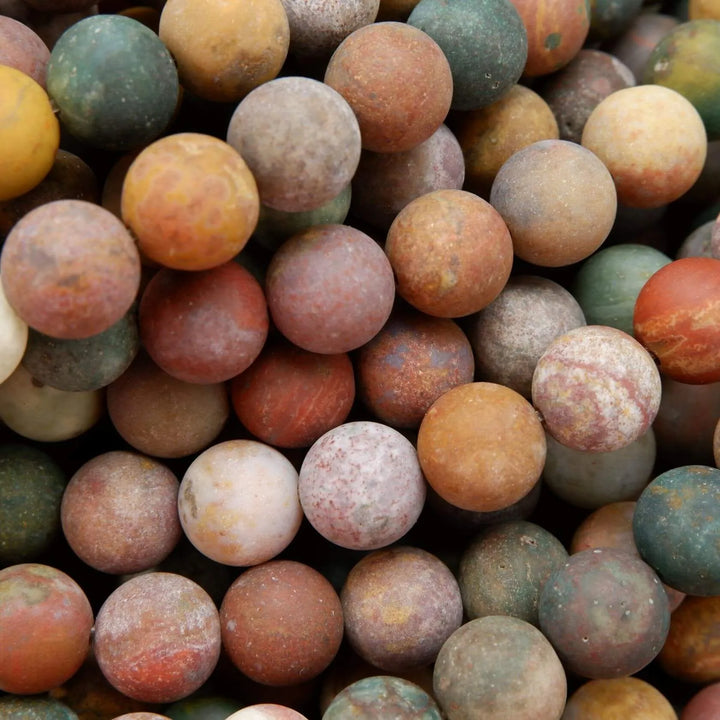 Multicolor round ocean jasper loose beads for jewelry making.