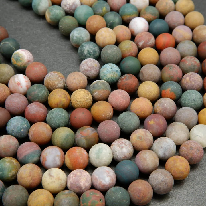 Multicolor round ocean jasper loose beads for jewelry making.