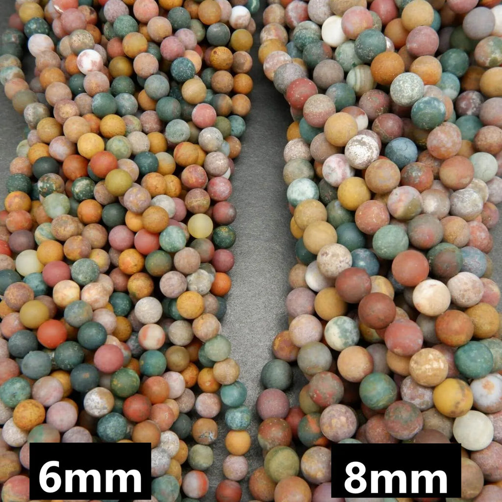 Multicolor round ocean jasper loose beads for jewelry making.