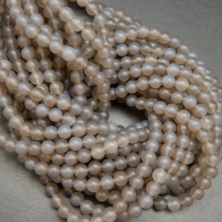 Gray Chalcedony · Matte · Round · 4mm, 6mm, 8mm, 10mm, Bead, Tejas Beads