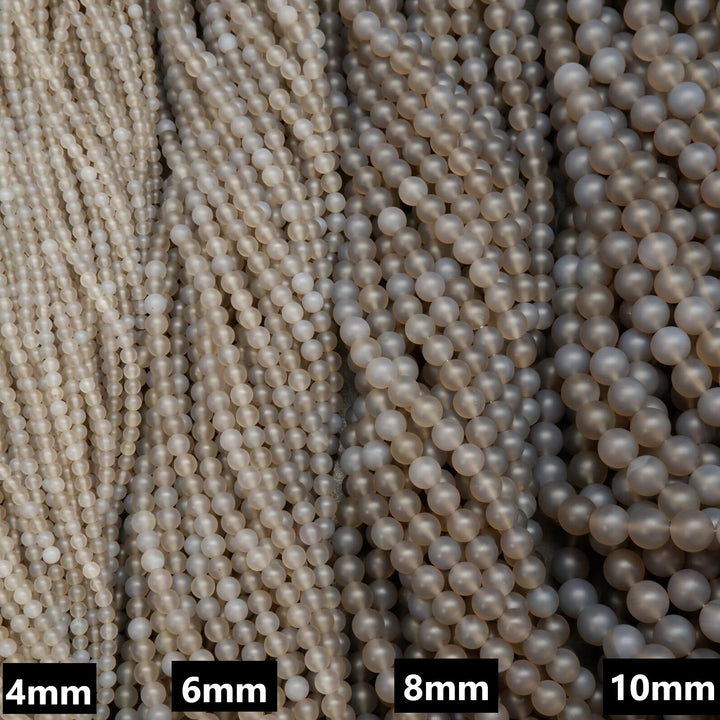 Gray Chalcedony · Matte · Round · 4mm, 6mm, 8mm, 10mm, Bead, Tejas Beads