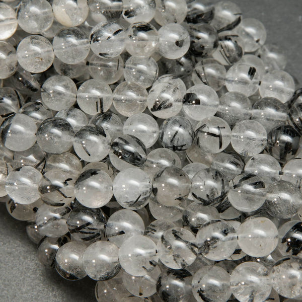 Tourmalated Quartz A+ · Smooth · Round · 8mm, 10mm **CLEARANCE**, Bead, Tejas Beads