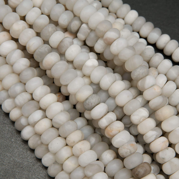 White Lace Agate · Matte · Rondelle · 6mm, 8mm, Bead, Tejas Beads