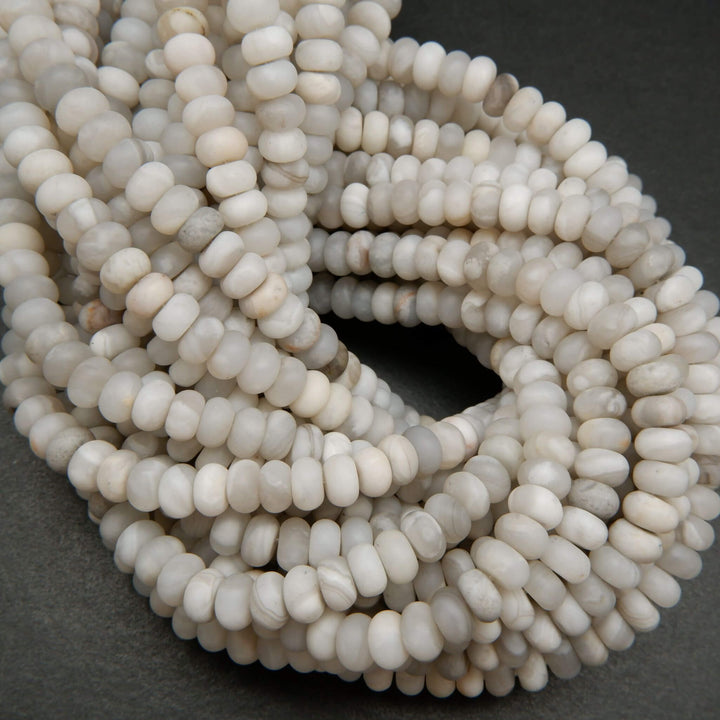 White Lace Agate · Matte · Rondelle · 6mm, 8mm, Bead, Tejas Beads
