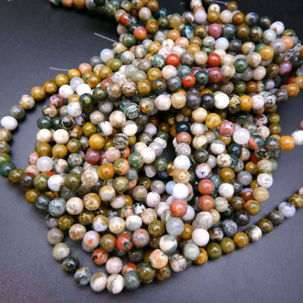 Kambaby Ocean Jasper · Smooth · Round · 8mm, 11mm, Bead, Tejas Beads