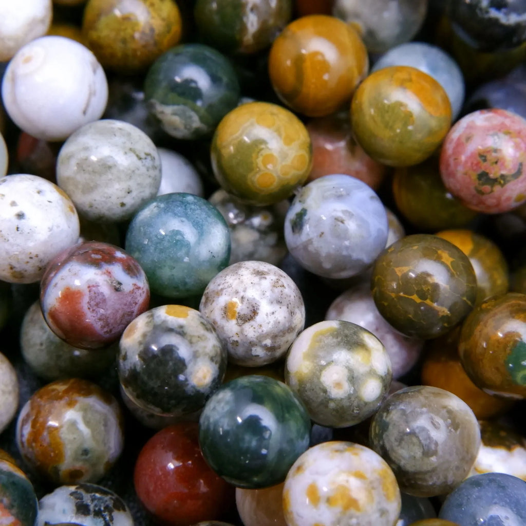 Kambaby Ocean Jasper · Smooth · Round · 8mm, 11mm, Bead, Tejas Beads