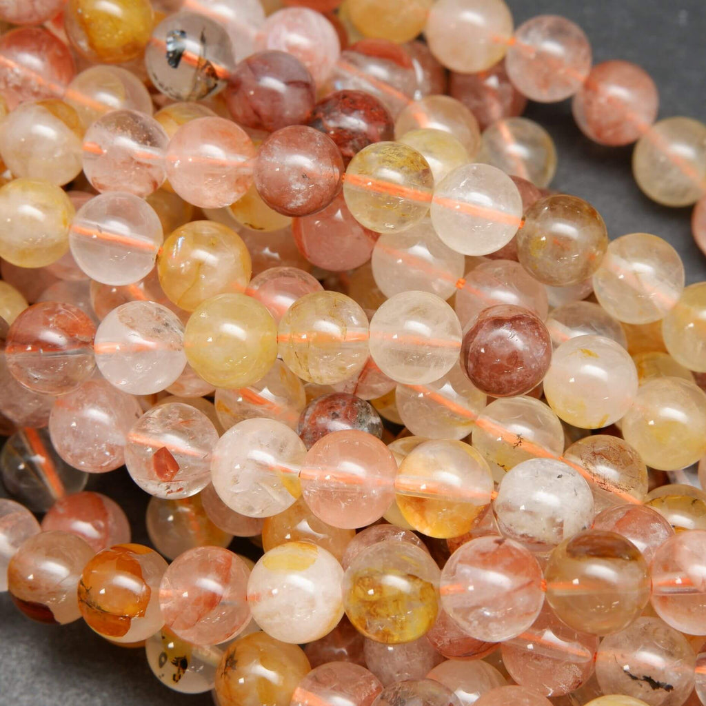 Golden Peachy Dendritic Quartz  · Smooth · Round · 8mm, Bead, Tejas Beads