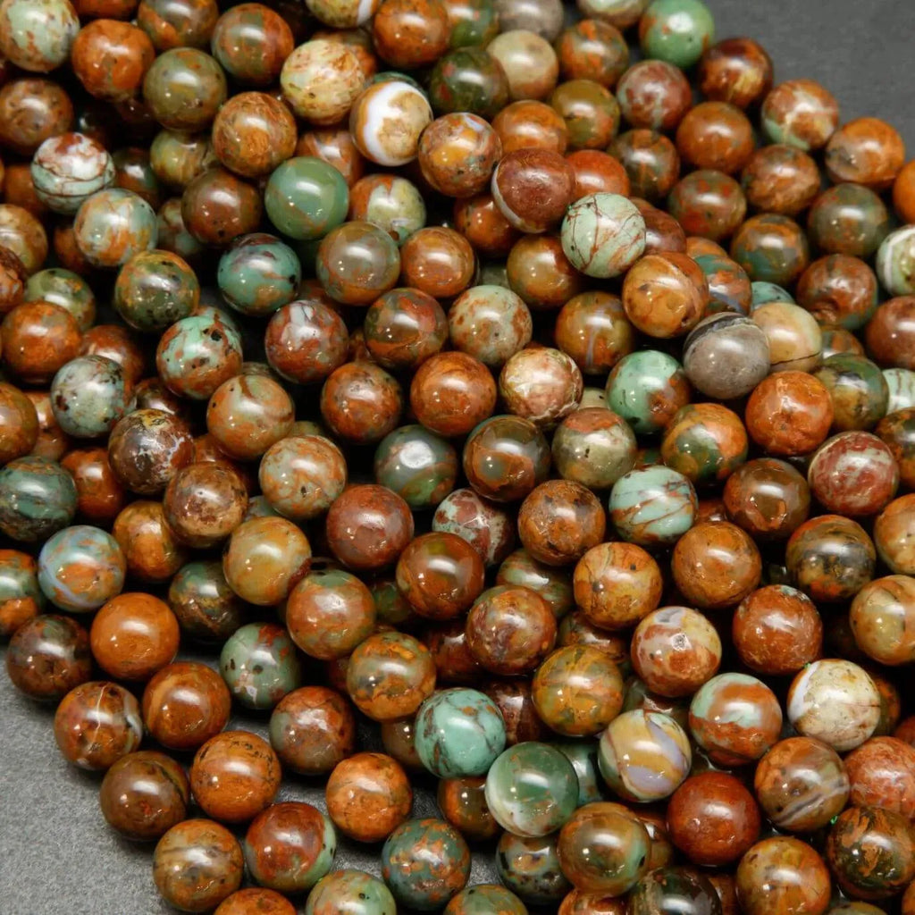 Green and brown african green opal beads.