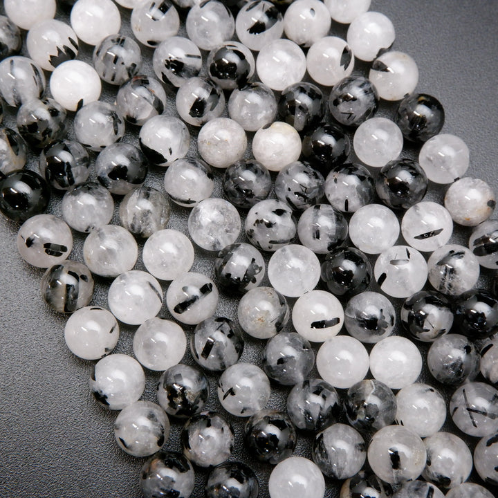 Tourmalated Quartz · Smooth · Round ·  6mm, 8mm, 10mm, Bead, Tejas Beads