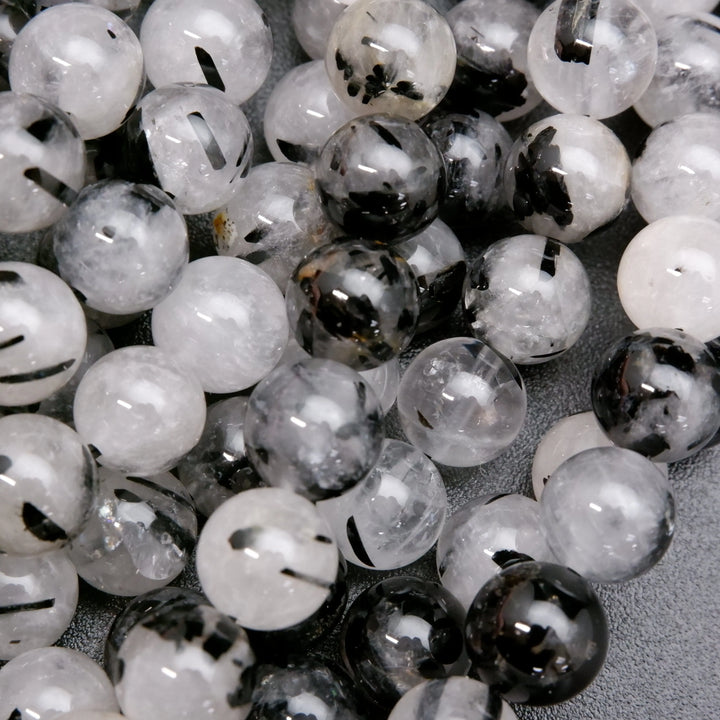 Tourmalated Quartz · Smooth · Round ·  6mm, 8mm, 10mm, Bead, Tejas Beads