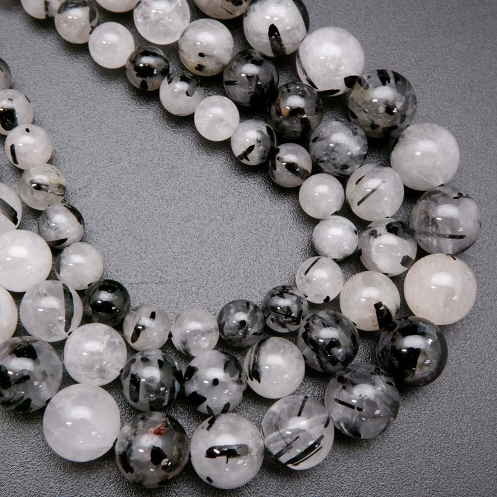 Tourmalated Quartz · Smooth · Round ·  6mm, 8mm, 10mm, Bead, Tejas Beads
