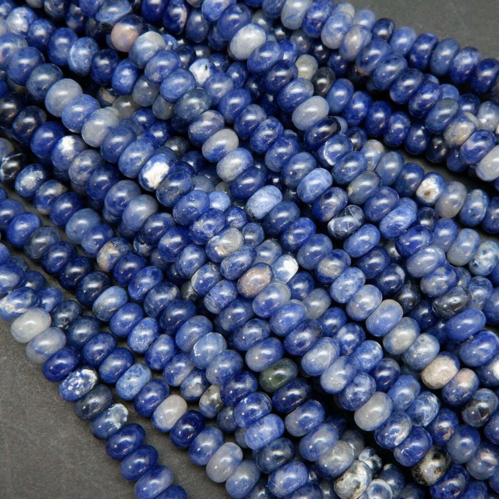 High polish rondelle blue sodalite beads.