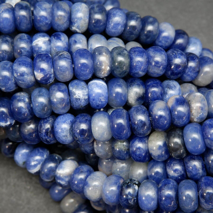 High polish rondelle blue sodalite beads.