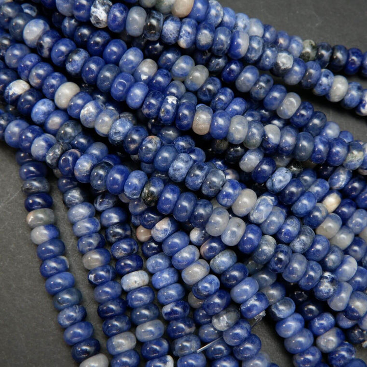 High polish rondelle blue sodalite beads.