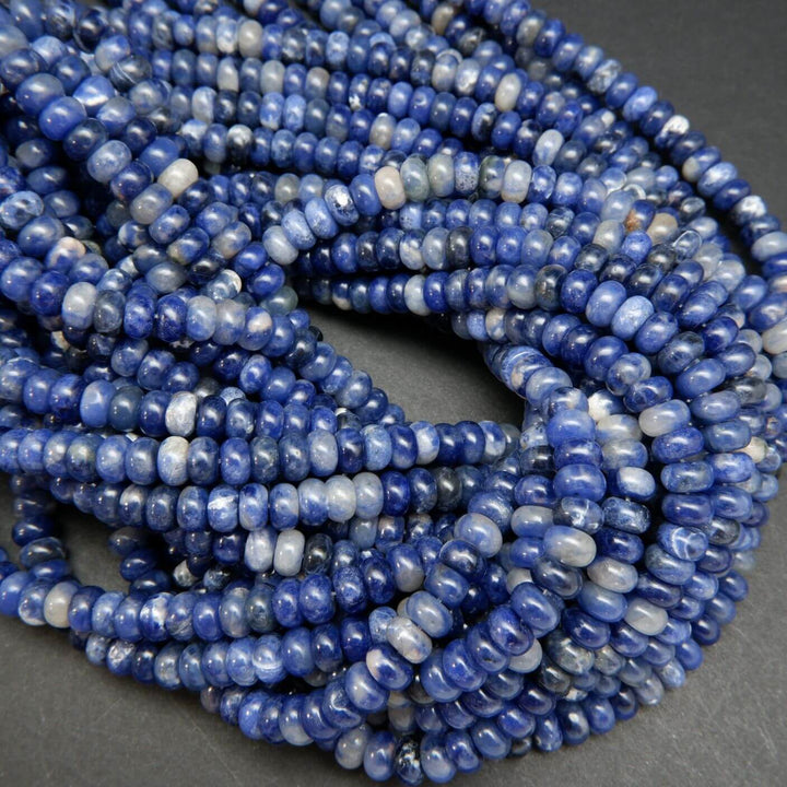 High polish rondelle blue sodalite beads.