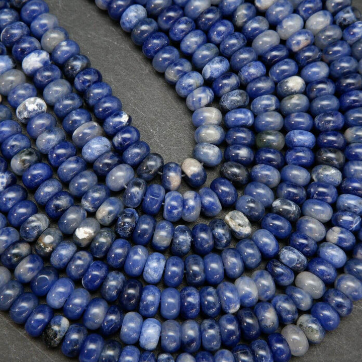 High polish rondelle blue sodalite beads.