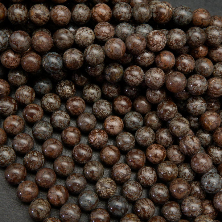 Brown snowflake obsidian beads.