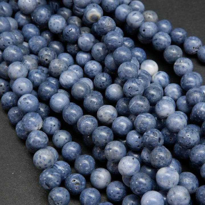 Blue Sponge Coral · Smooth · Round · 6mm, 8mm, 10mm, Bead, Tejas Beads