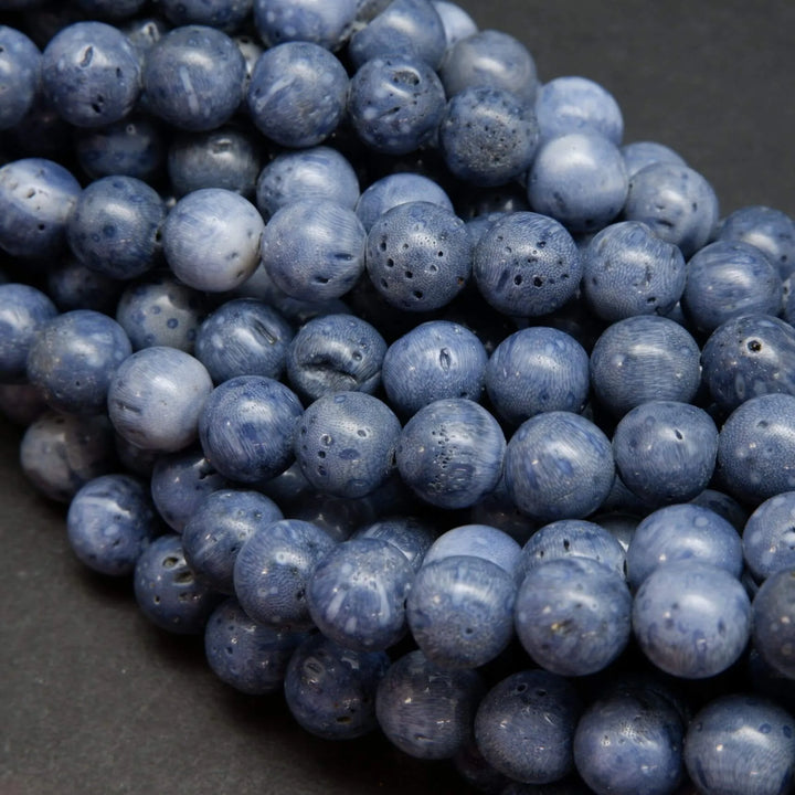 Blue Sponge Coral · Smooth · Round · 6mm, 8mm, 10mm, Bead, Tejas Beads