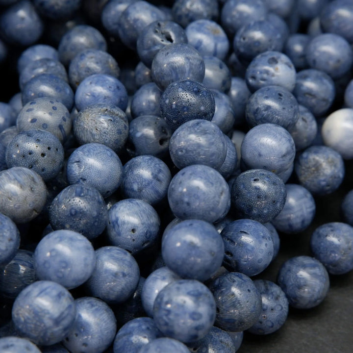 Blue Sponge Coral · Smooth · Round · 6mm, 8mm, 10mm, Bead, Tejas Beads