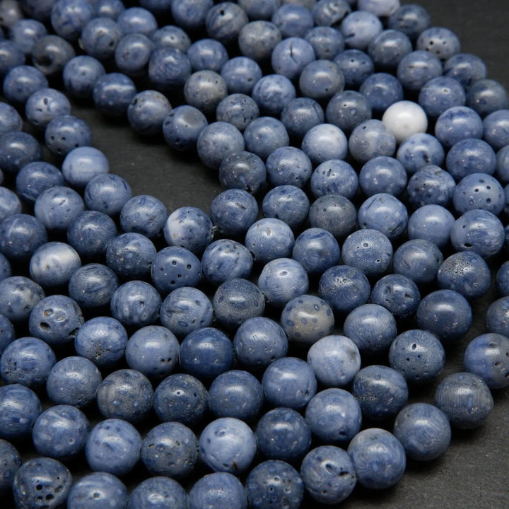 Blue Sponge Coral · Smooth · Round · 6mm, 8mm, 10mm, Bead, Tejas Beads