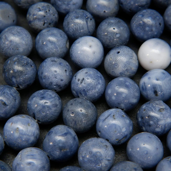 Blue Sponge Coral · Smooth · Round · 6mm, 8mm, 10mm, Bead, Tejas Beads