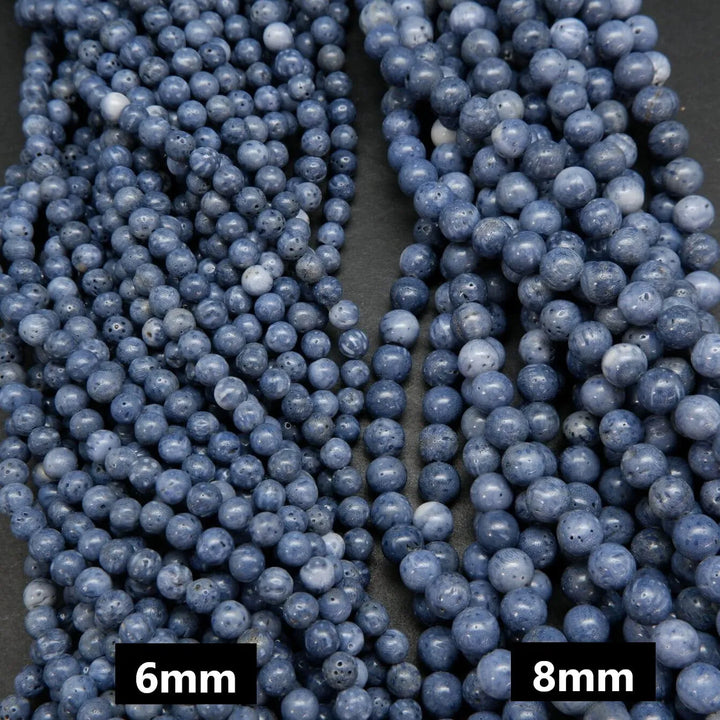Blue Sponge Coral · Smooth · Round · 6mm, 8mm, 10mm, Bead, Tejas Beads