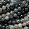 Ombre Blue and Grey Rutilated Quartz Round Beads for Bracelets and Necklaces.