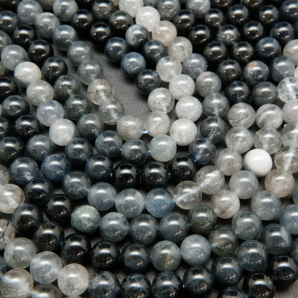 Ombre Blue and Grey Rutilated Quartz Beads for Bracelets and Necklaces.