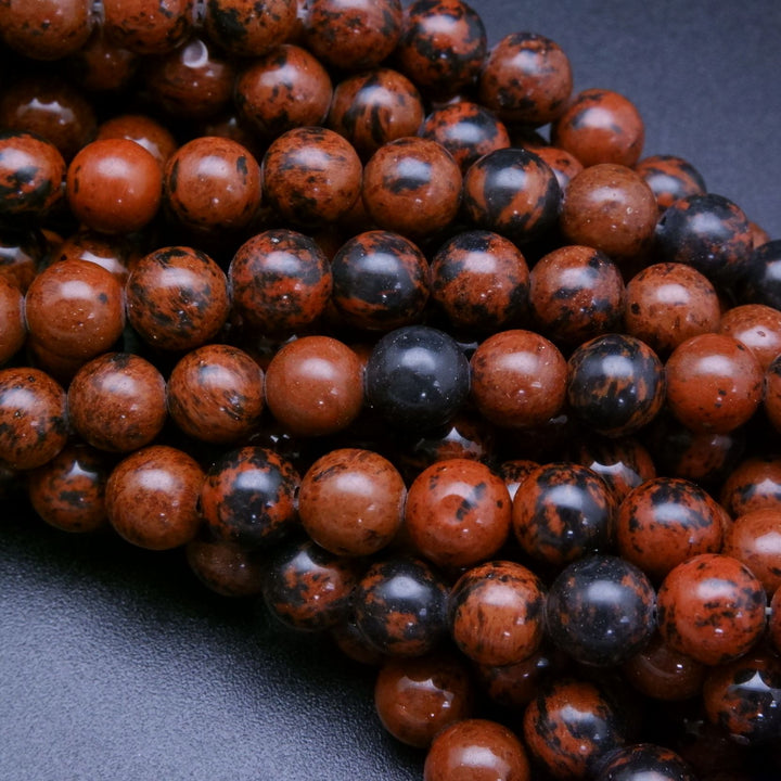 Brick Red Brown Mahogany Obsidian Beads.