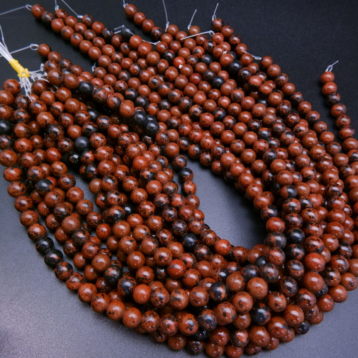 Brick Red Brown Mahogany Obsidian Beads.