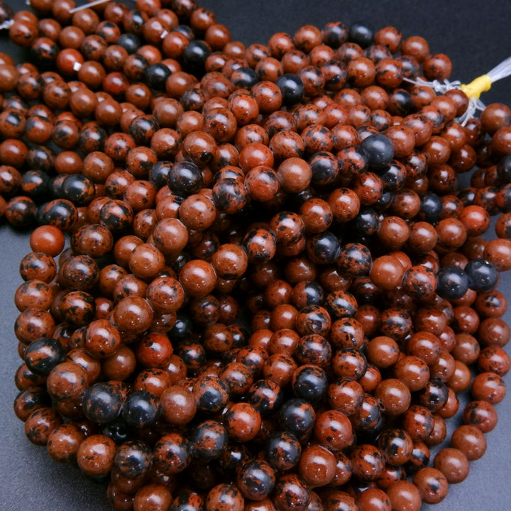 Brick Red Brown Mahogany Obsidian Beads.