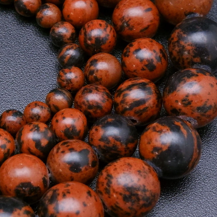 Brick Red Brown Mahogany Obsidian Beads.