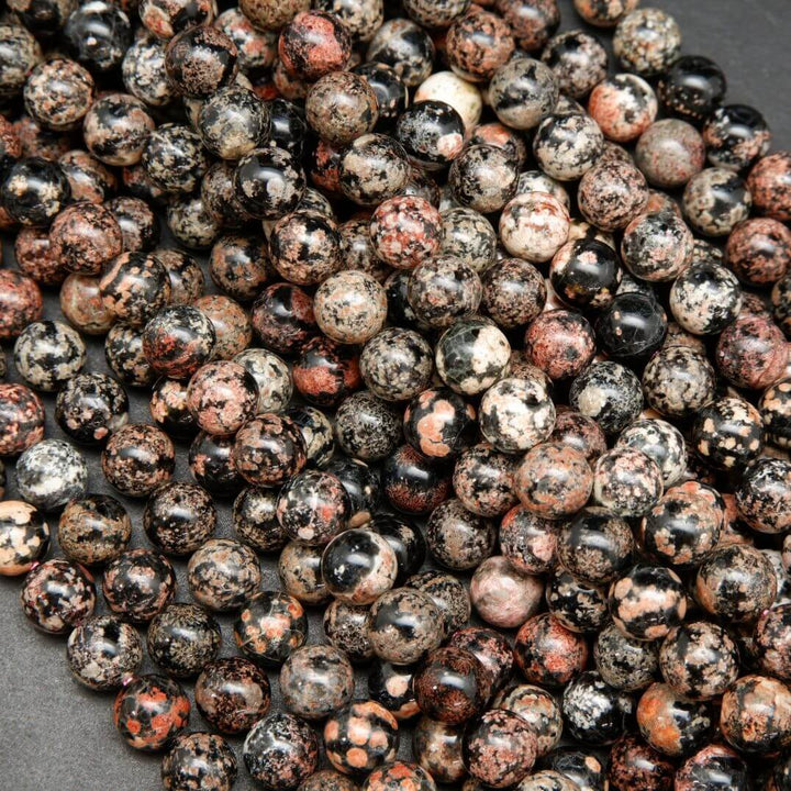 Mexican Red Snowflake Obsidian · Smooth · Round · 6mm, 8mm, 10mm, Bead, Tejas Beads