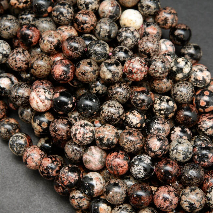 Mexican Red Snowflake Obsidian · Smooth · Round · 6mm, 8mm, 10mm, Bead, Tejas Beads