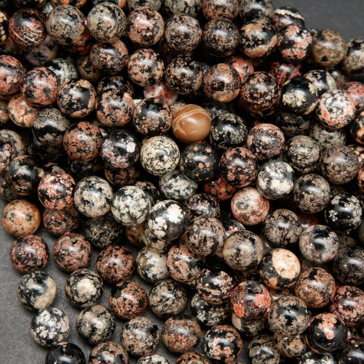 Mexican Red Snowflake Obsidian · Smooth · Round · 6mm, 8mm, 10mm, Bead, Tejas Beads