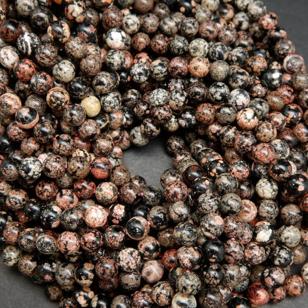 Mexican Red Snowflake Obsidian · Smooth · Round · 6mm, 8mm, 10mm, Bead, Tejas Beads