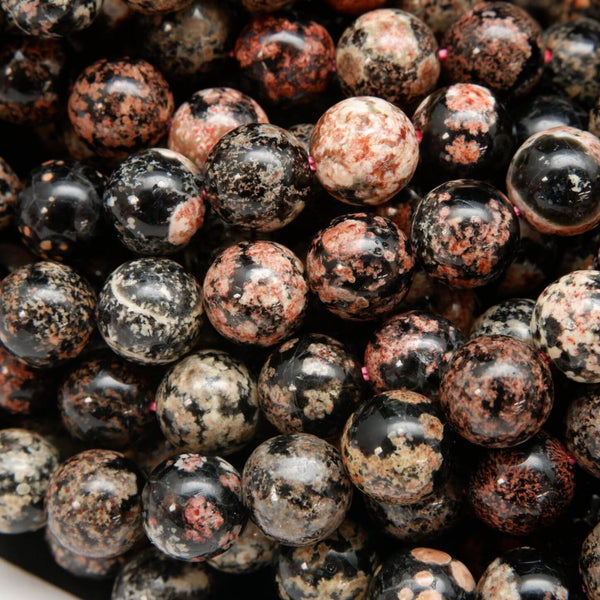 Mexican Red Snowflake Obsidian · Smooth · Round · 6mm, 8mm, 10mm, Bead, Tejas Beads