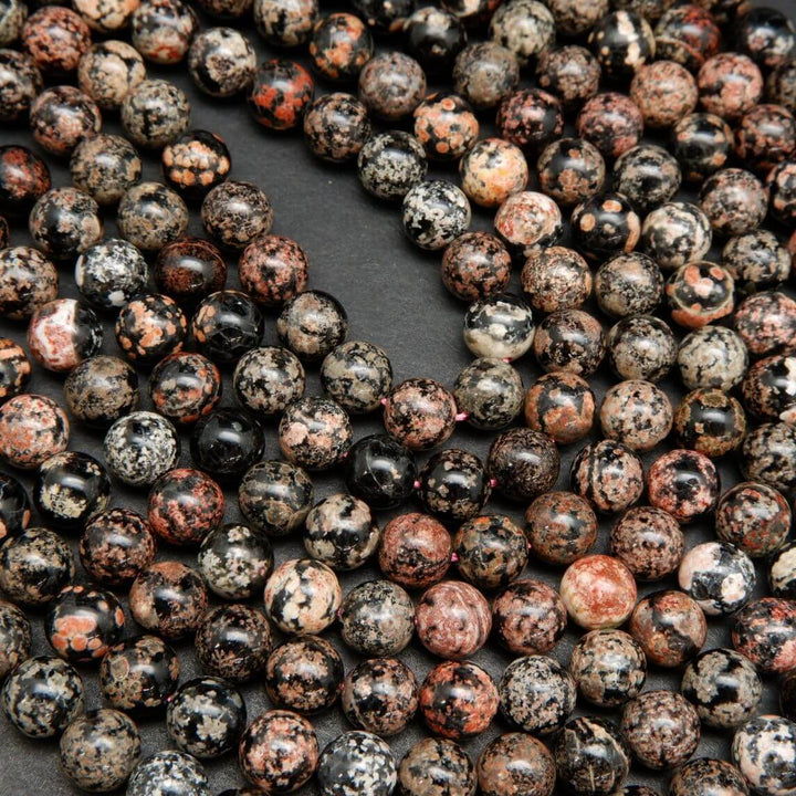 Mexican Red Snowflake Obsidian · Smooth · Round · 6mm, 8mm, 10mm, Bead, Tejas Beads