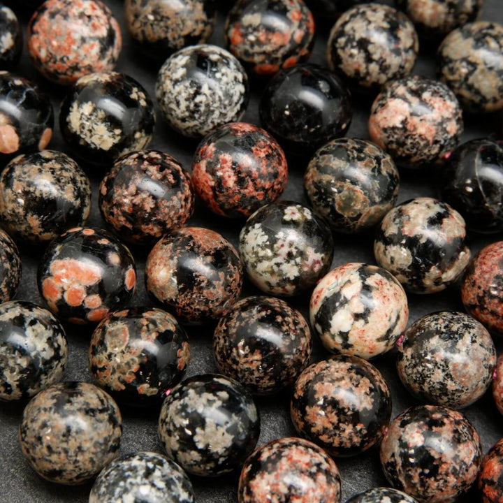 Mexican Red Snowflake Obsidian · Smooth · Round · 6mm, 8mm, 10mm, Bead, Tejas Beads
