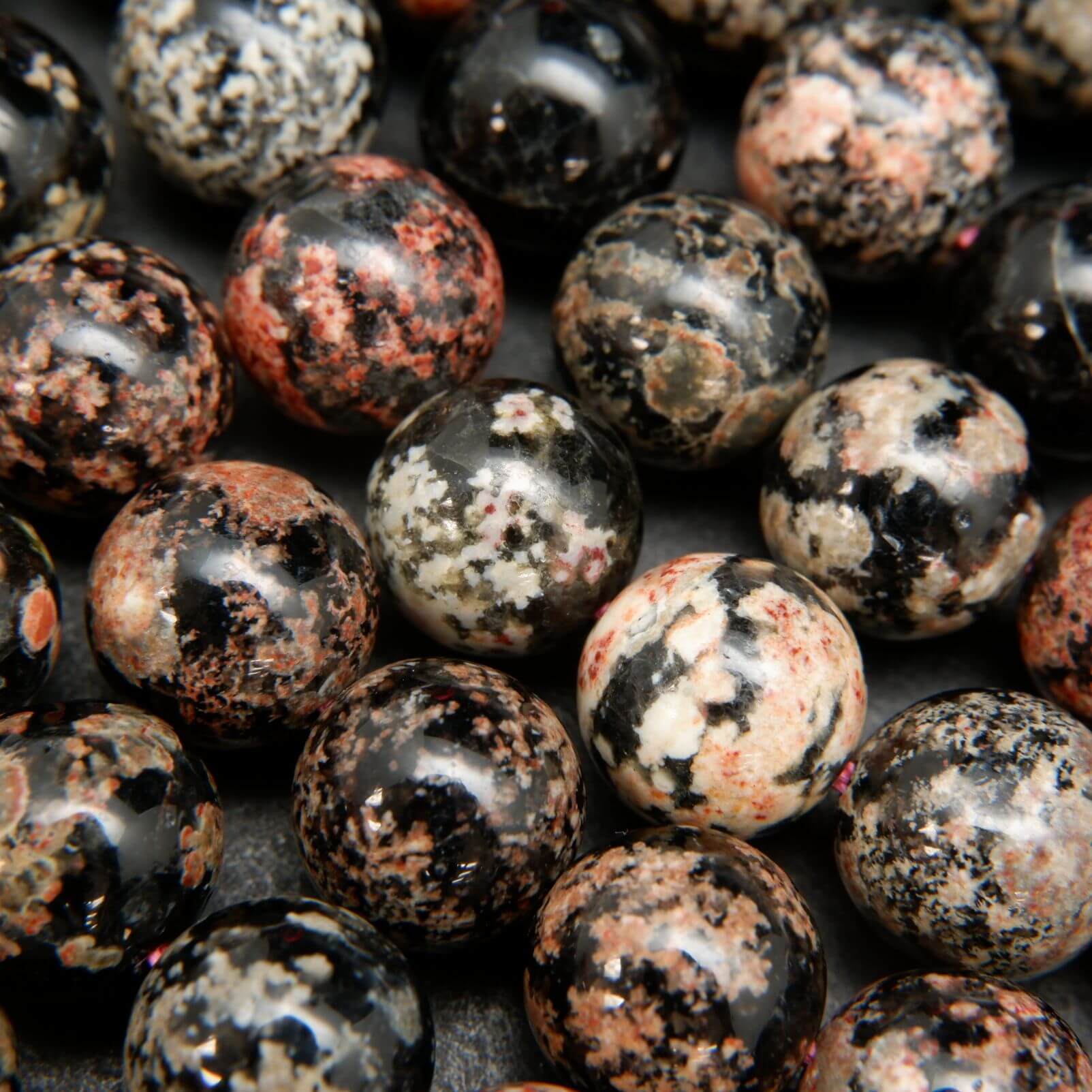 Mexican Red Snowflake Obsidian Beads | Natural Gemstones | Tejas Beads