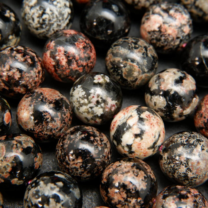 Mexican Red Snowflake Obsidian · Smooth · Round · 6mm, 8mm, 10mm, Bead, Tejas Beads
