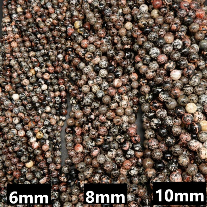 Mexican Red Snowflake Obsidian · Smooth · Round · 6mm, 8mm, 10mm, Bead, Tejas Beads