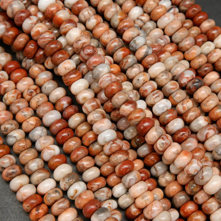 Rondelle red lace agate beads.